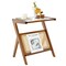 Boho End Table Wicker Rattan Glass Top Side Table Z Shaped Frame Nightstand Magazine Storage Shelf Accent Table Living Room